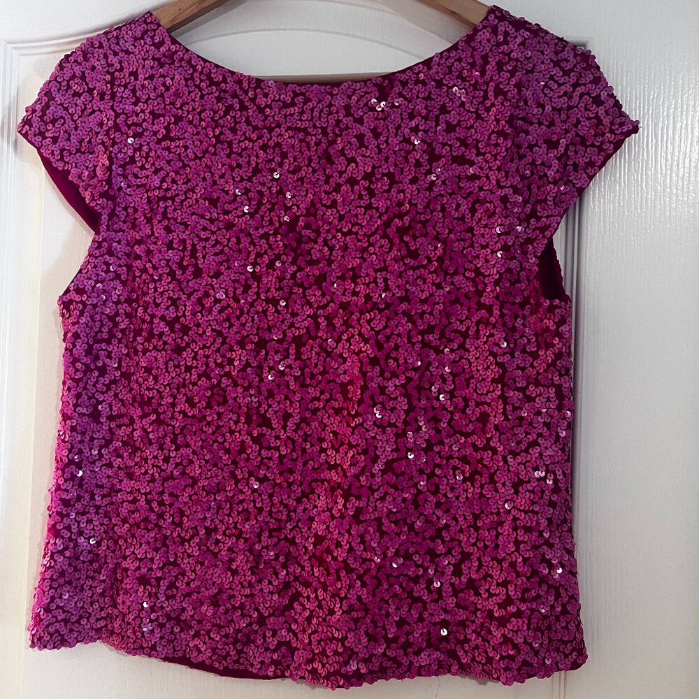 hot pink sequined top
